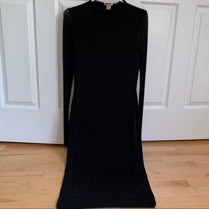 H&M Black Maxi Dress with Sheer, Long Sleeves